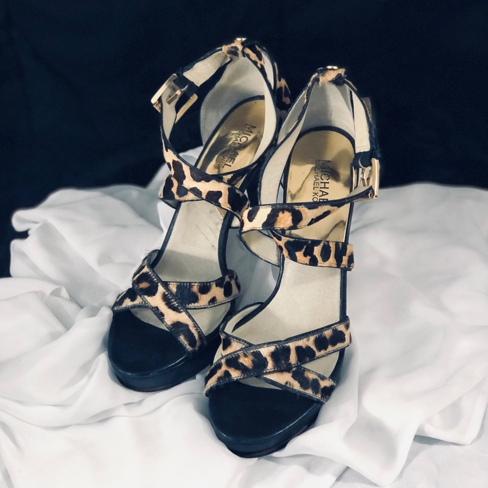 Sultry, Leopard Print, Strappy, Stiletto, Evie Sandals, by Michael Kors